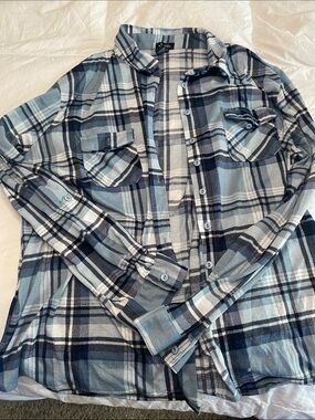 Justify Blue and White Plaid Button-Down Shirt